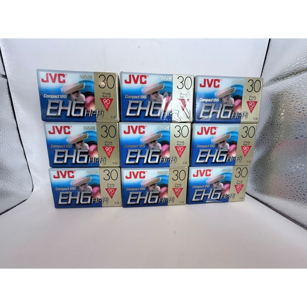 Lot of 9 JVC TC-30 EHGDU Compact VHS-C Hi-Fi Video Cassette Tapes 30/90 Min New